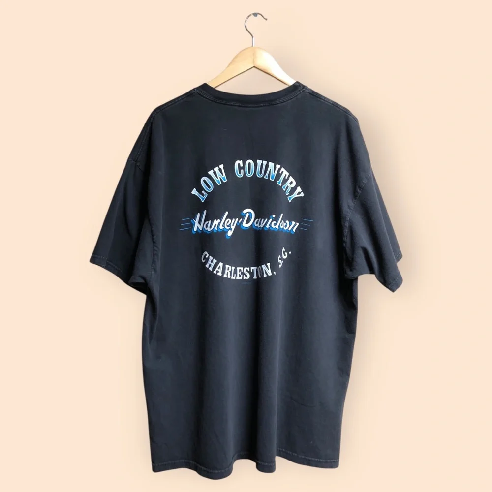Vintage Y2K 2000-2001 Harley Davidson True Blue Fat Boy USA T-shirt MENS 2XL